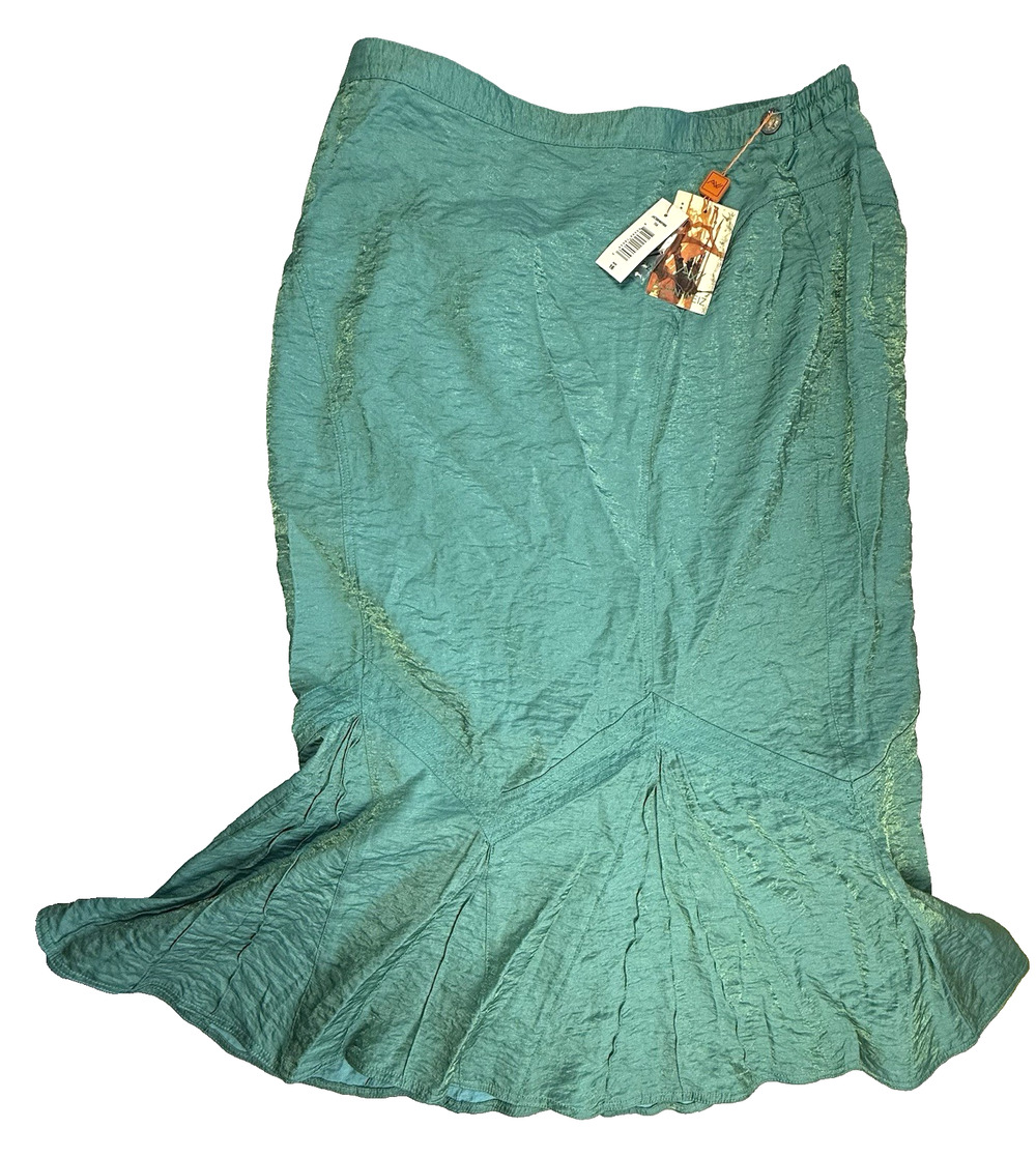 NWT Alain Weiz Skirt Tank Set Teal Green Crinklw Mermaid Mid 16 Iridescent